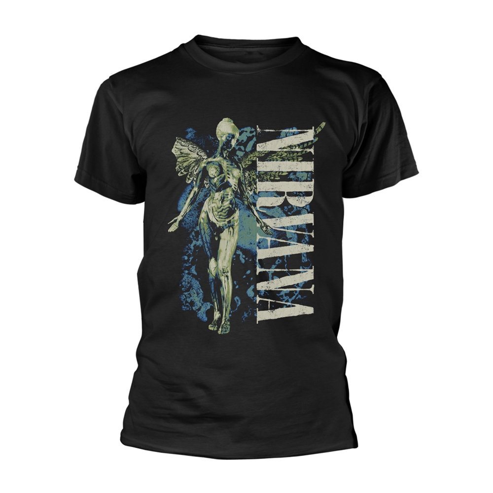 NIRVANA VERTICAL LOGO T-Shirt Large BLACK