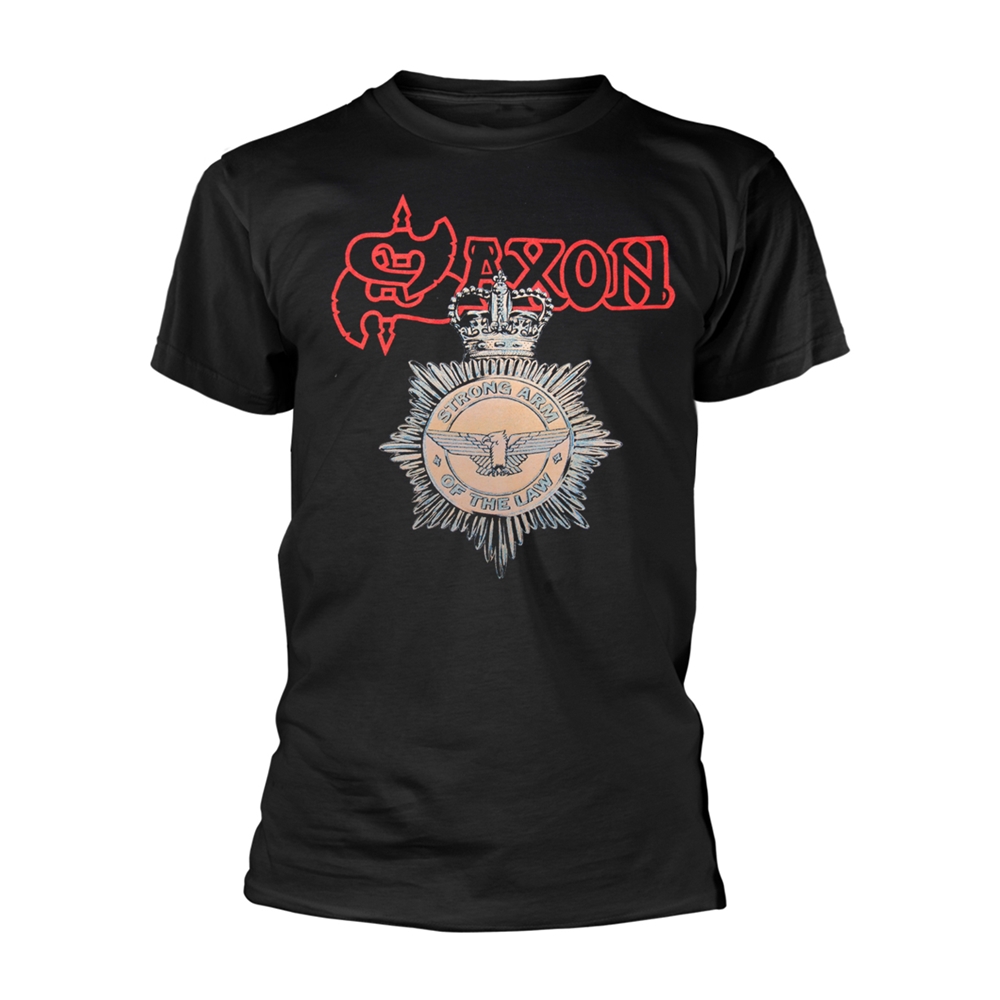 SAXON STRONG ARM OF THE LAW T-Shirt Large BLACK