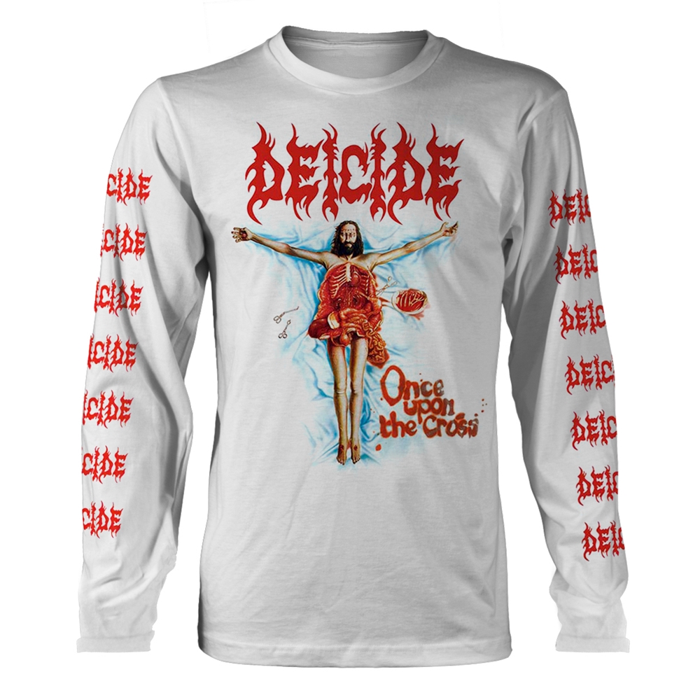 DEICIDE ONCE UPON THE CROSS (WHITE) Long Sleeve Shirt Medium WHITE