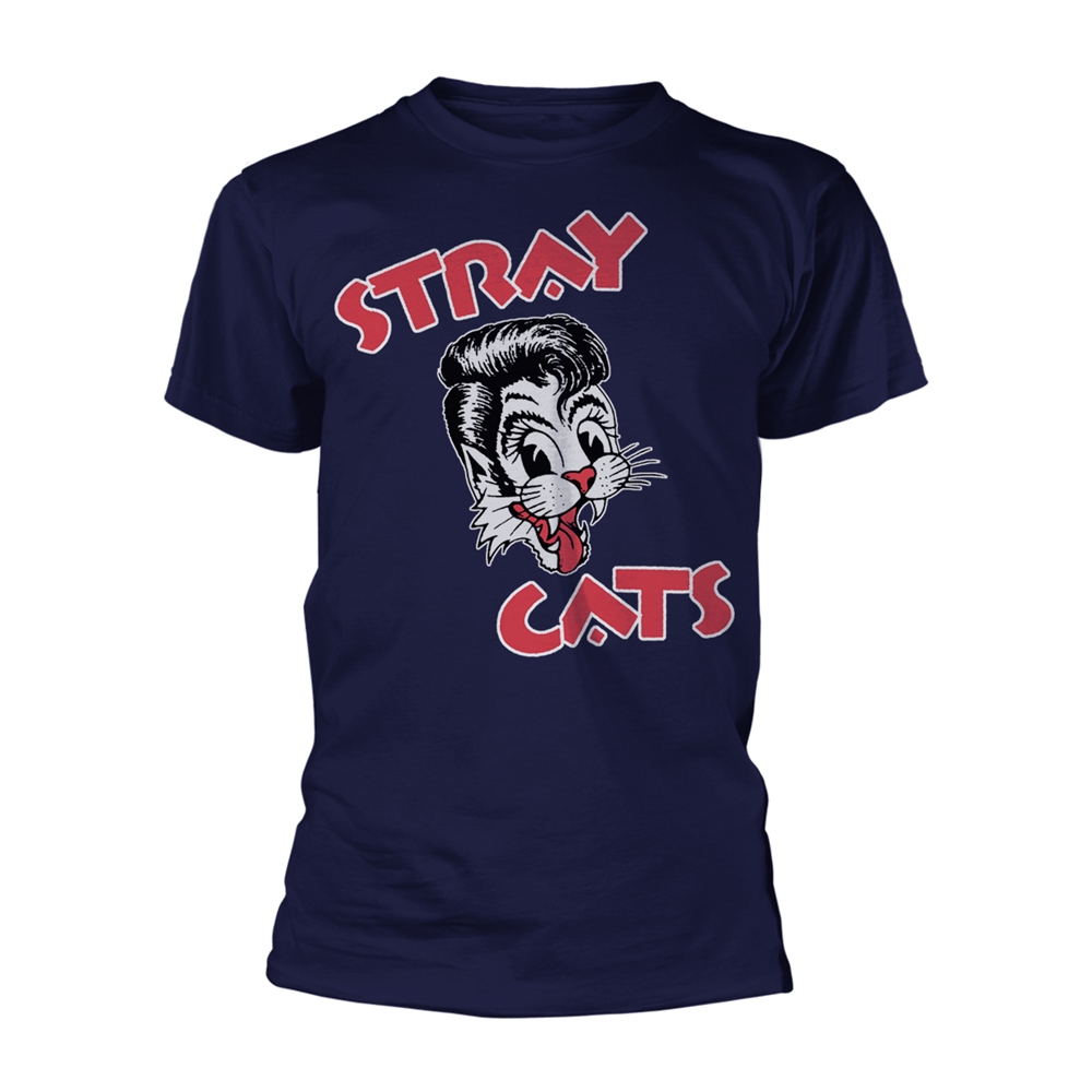 STRAY CATS CAT LOGO (NAVY) T-Shirt Small BLUE