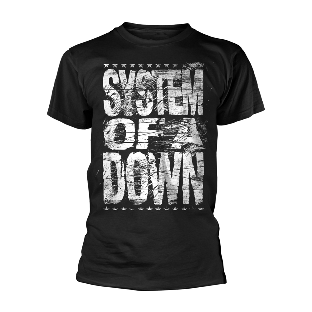 SYSTEM OF A DOWN DISTRESSED LOGO T-Shirt X-Large BLACK