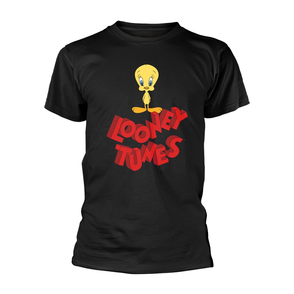 LOONEY TUNES TWEETY LOGO T-Shirt Small BLACK