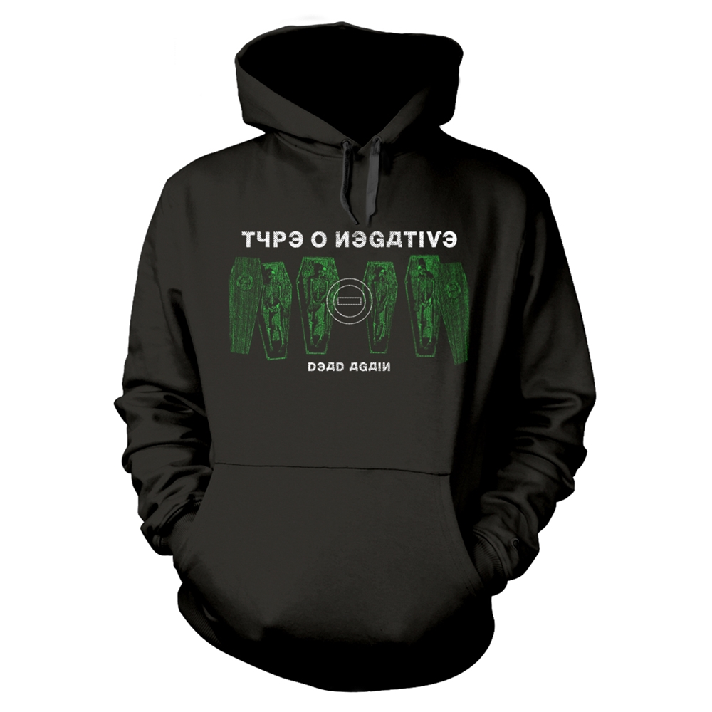 TYPE O NEGATIVE DEAD AGAIN COFFINS Hooded Sweatshirt Small BLACK