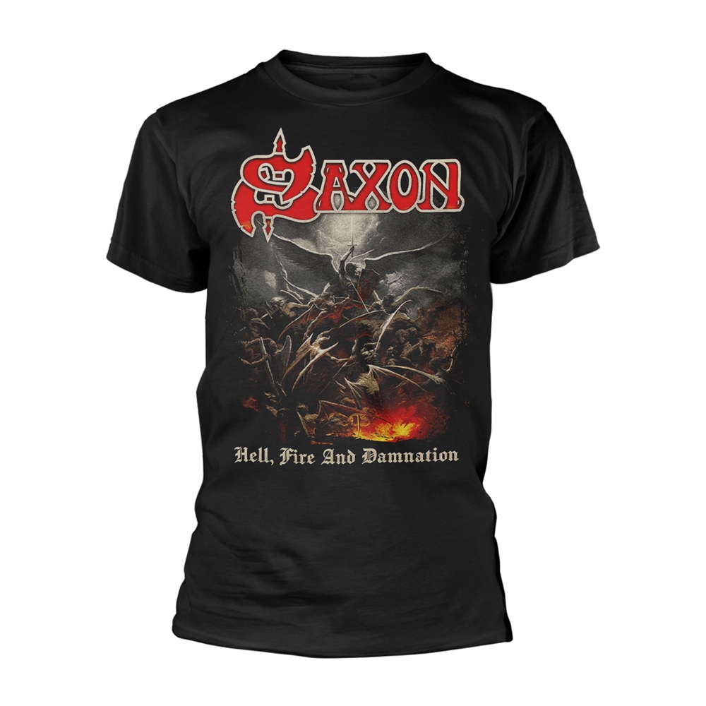 SAXON HELL, FIRE AND DAMNATION T-Shirt Small BLACK