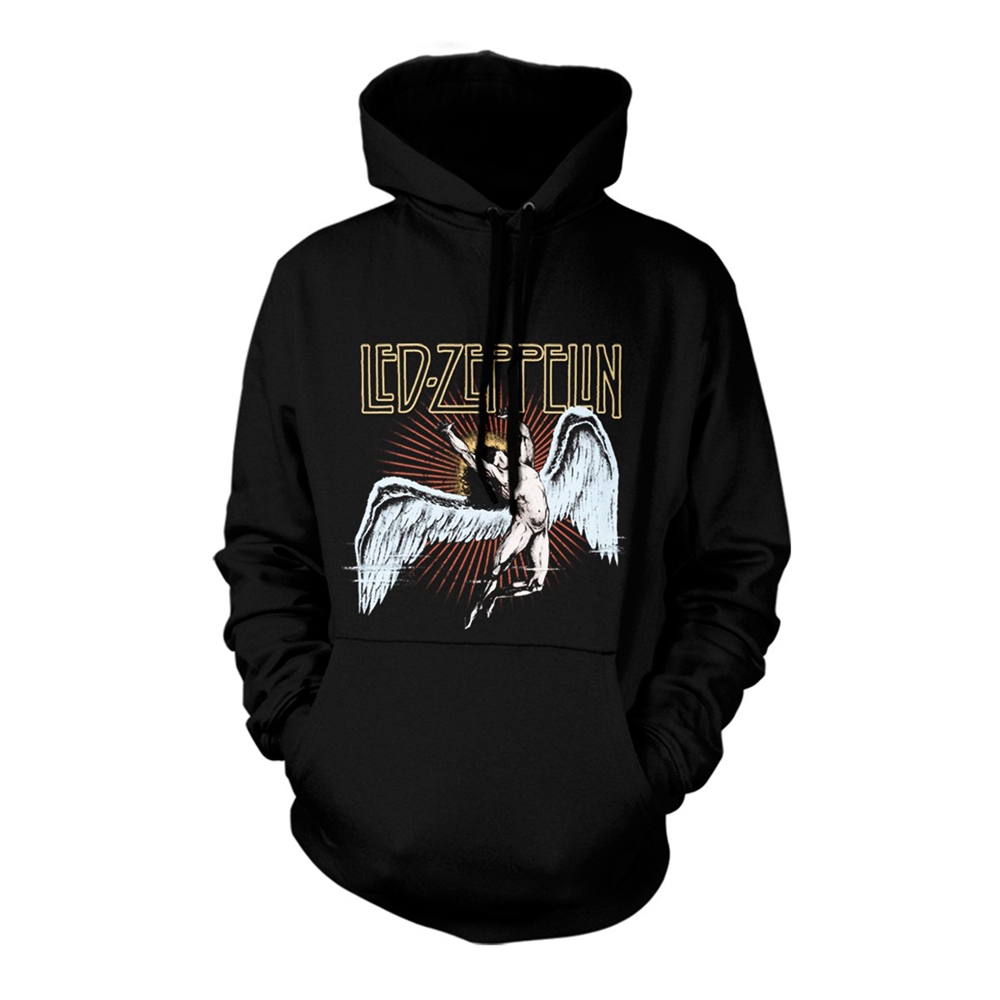 LED ZEPPELIN ICARUS BURST Hooded Sweatshirt Small BLACK (FOTL)