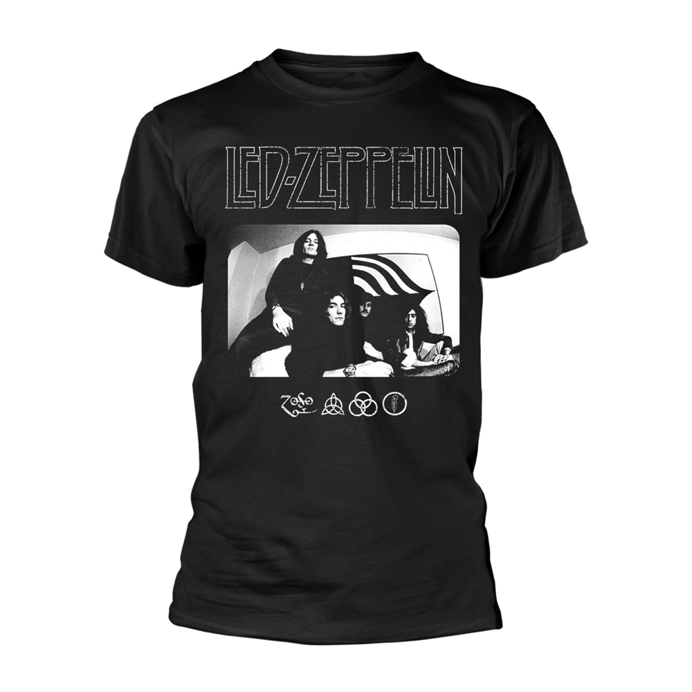 LED ZEPPELIN ICON LOGO PHOTO T-Shirt Small BLACK