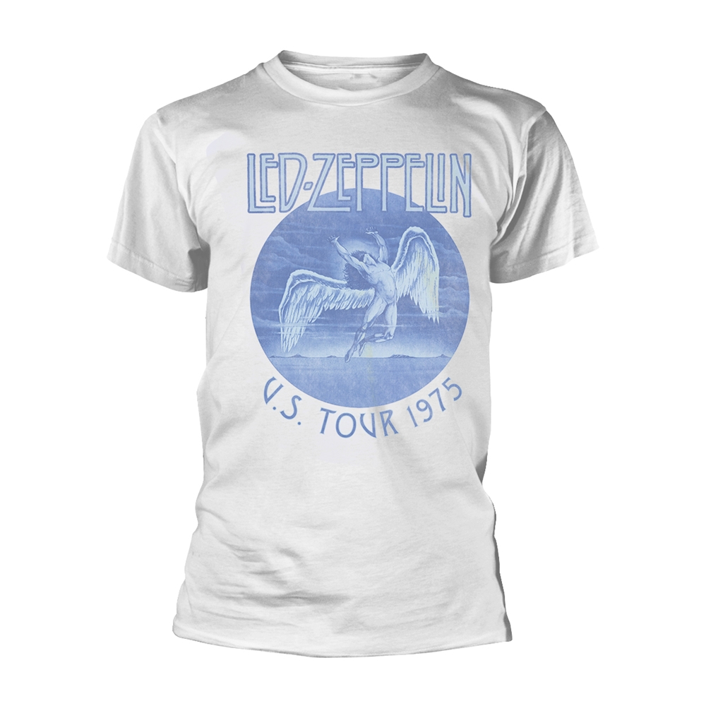 LED ZEPPELIN TOUR 75 BLUE WASH T-Shirt XX-Large WHITE