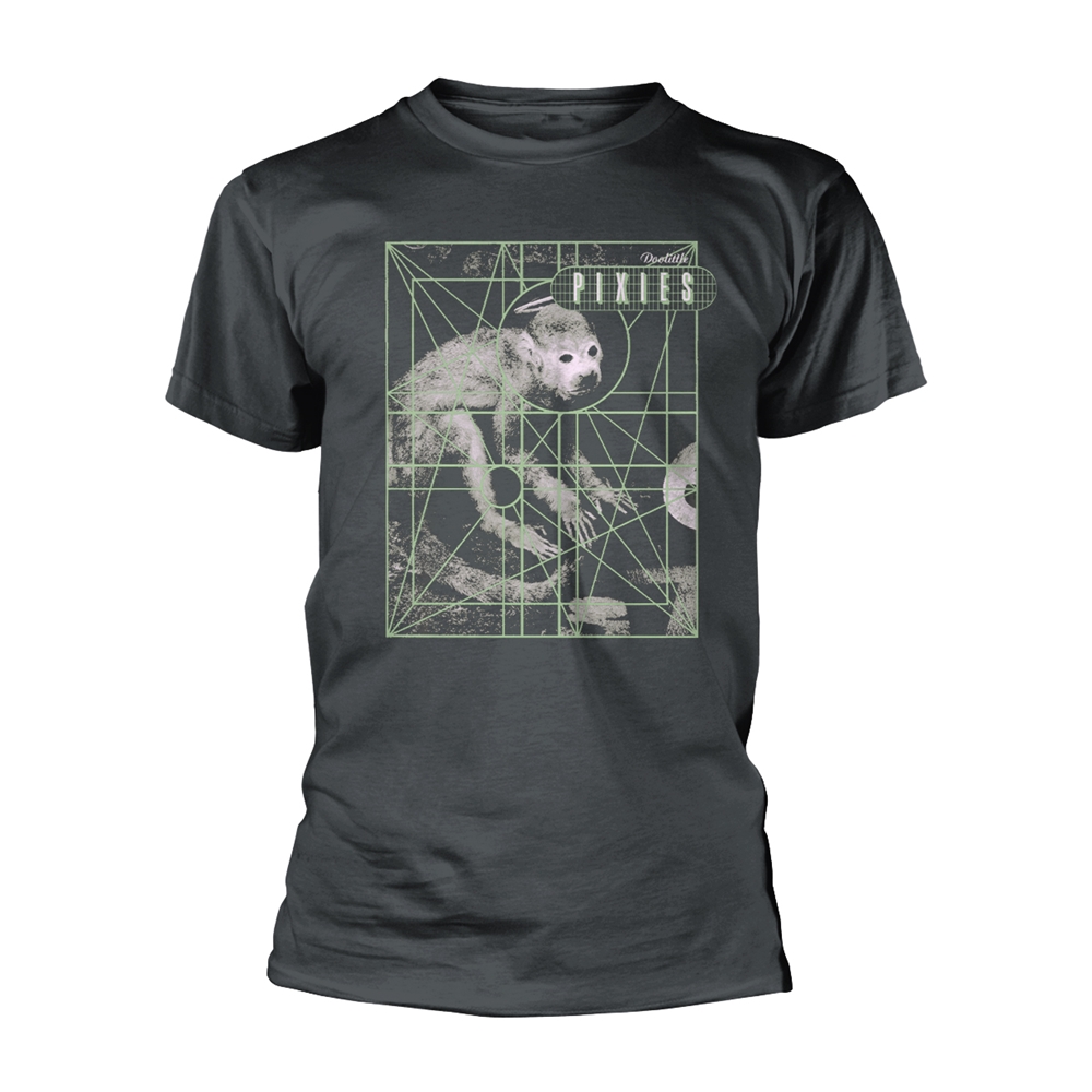 PIXIES MONKEY GRID T-Shirt Small GREY