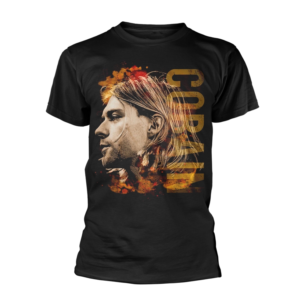 KURT COBAIN COLOURED SIDE VIEW T-Shirt Small BLACK
