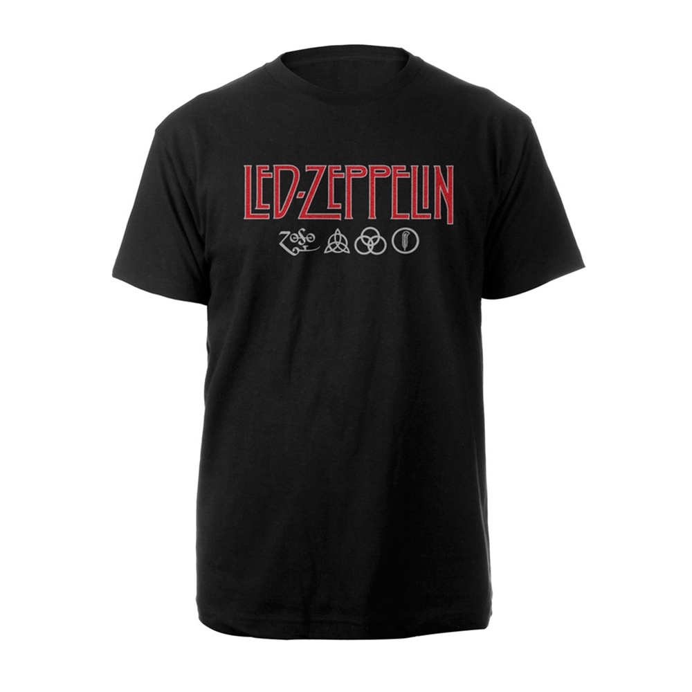 LED ZEPPELIN LOGO & SYMBOLS T-Shirt Small BLACK