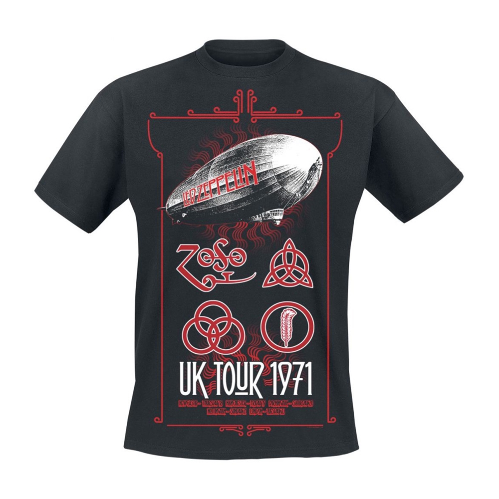 LED ZEPPELIN UK TOUR 1971 T-Shirt Small BLACK