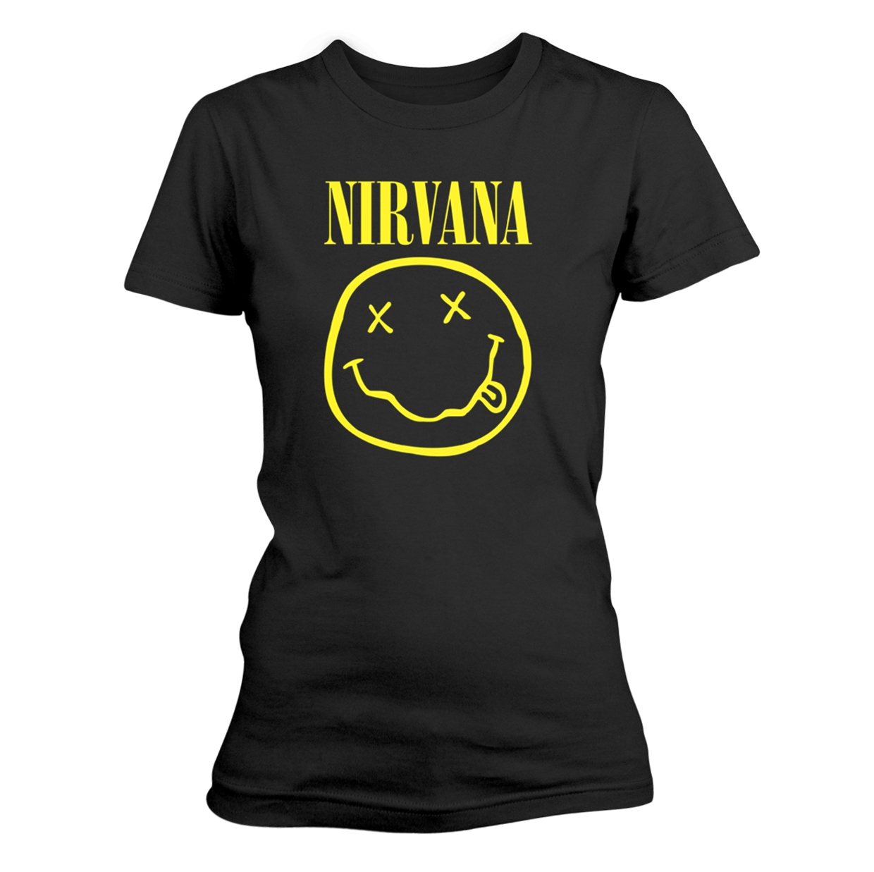 NIRVANA FACE LOGO T-Shirt, Girlie  Womens: 14 BLACK