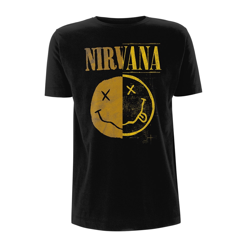 NIRVANA SPLICED FACE T-Shirt Large BLACK
