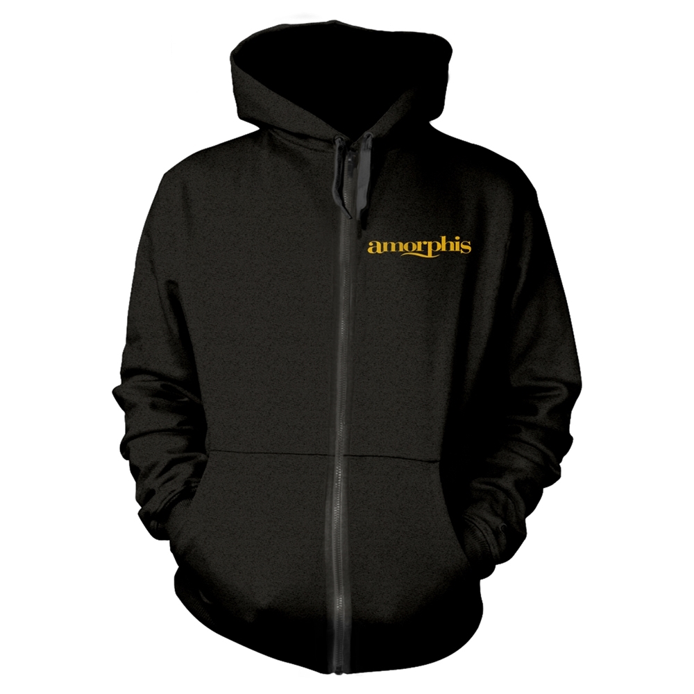 AMORPHIS BORDERLAND Hooded Sweatshirt with Zip Small BLACK