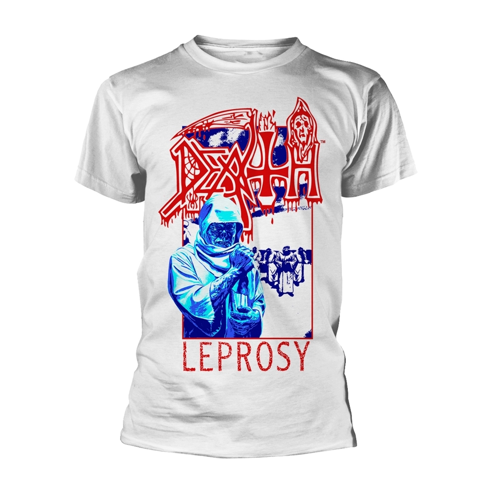 DEATH LEPROSY POSTERIZED T-Shirt, Front & Back Print Large WHITE