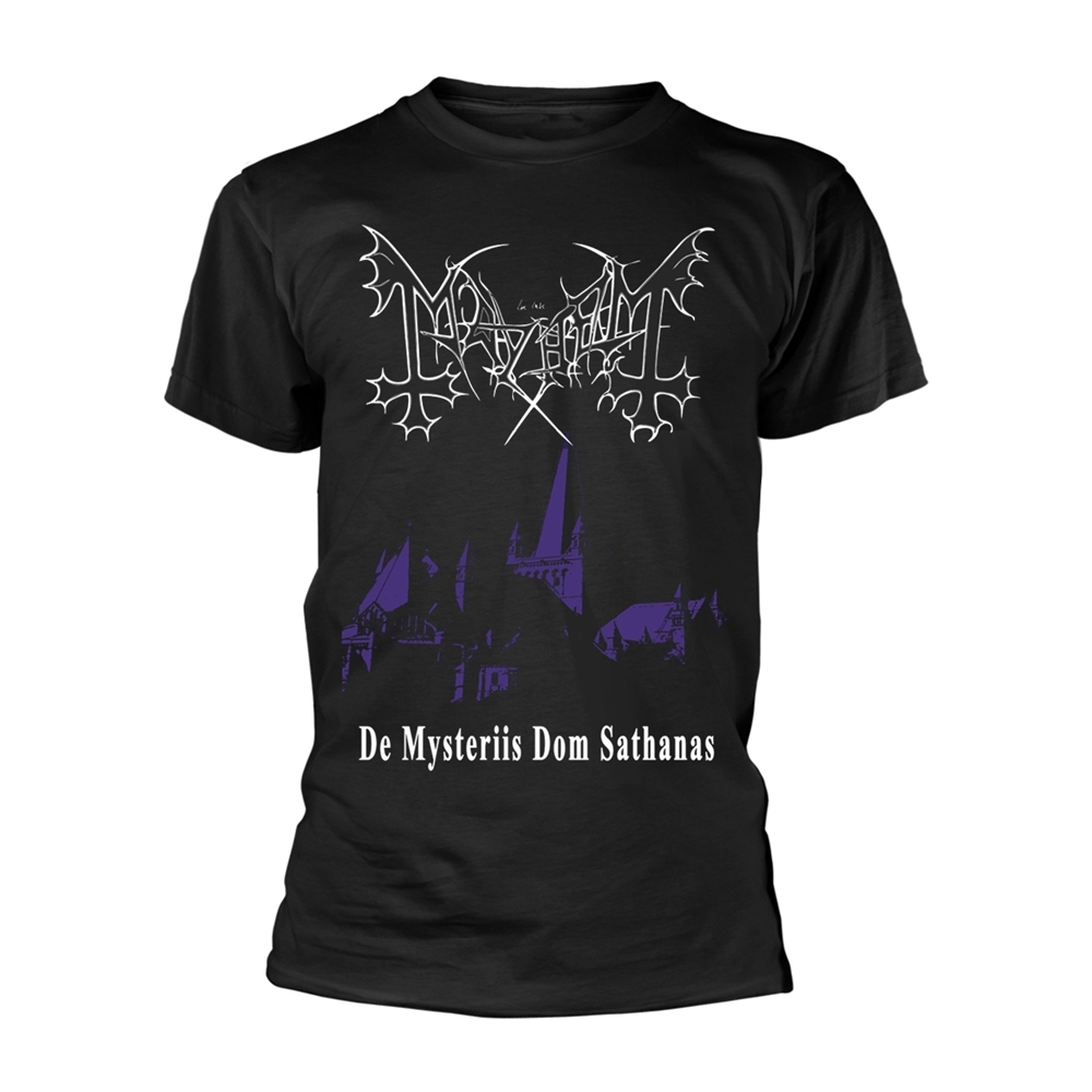MAYHEM DE MYSTERIIS DOM SATHANAS T-Shirt, Front & Back Print Small BLACK