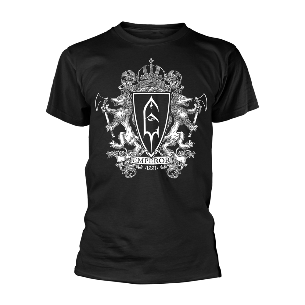 EMPEROR CREST 2 T-Shirt, Front & Back Print Small BLACK