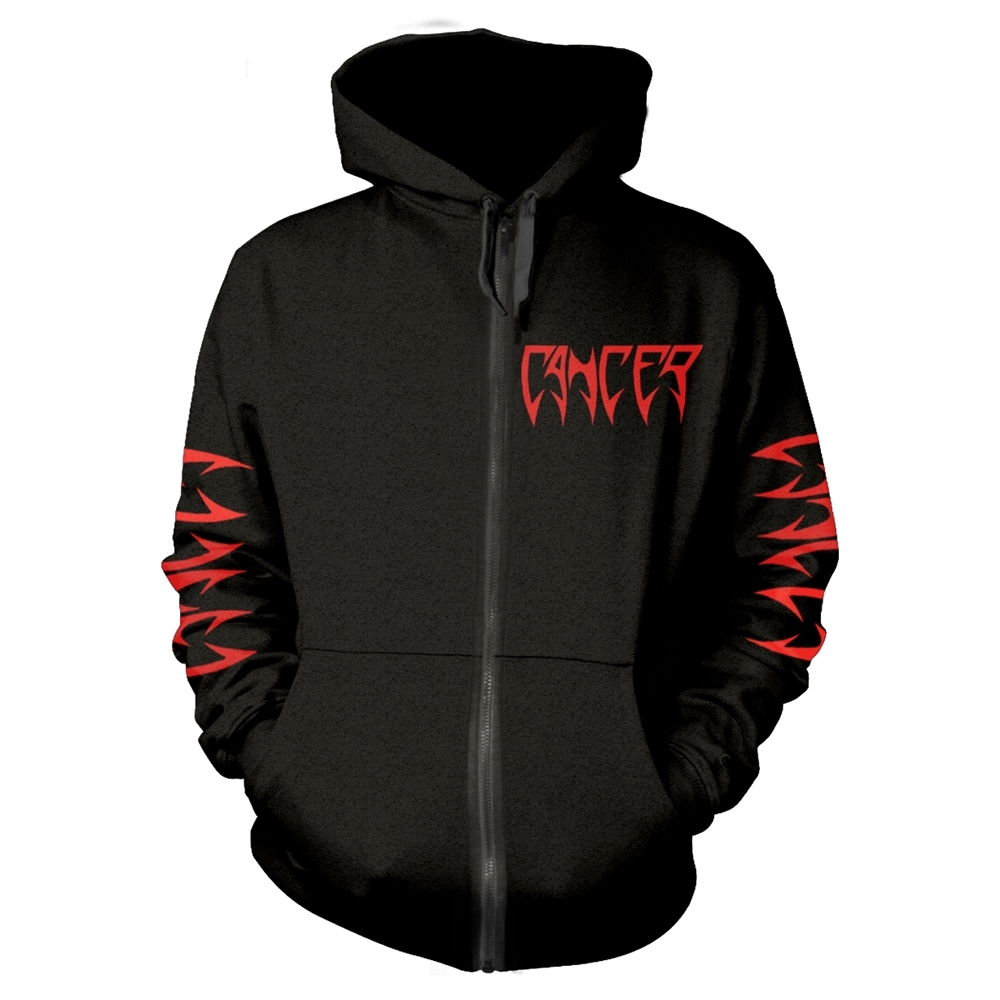 CANCER DEATH SHALL RISE (BLACK) Hooded Sweatshirt with Zip Small BLACK