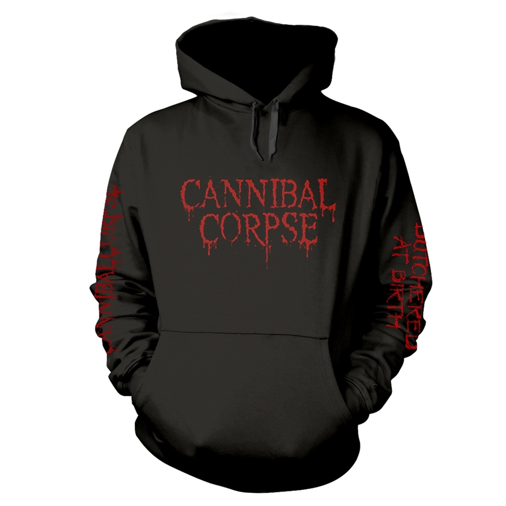 CANNIBAL CORPSE BUTCHERED AT BIRTH (EXPLICIT) Hooded Sweatshirt Medium BLACK