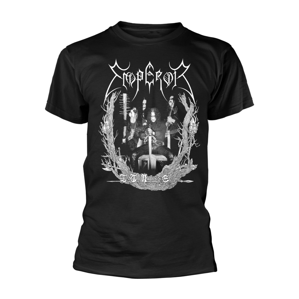 EMPEROR NIGHTSIDE OLD SCHOOL T-Shirt, Front & Back Print Medium BLACK