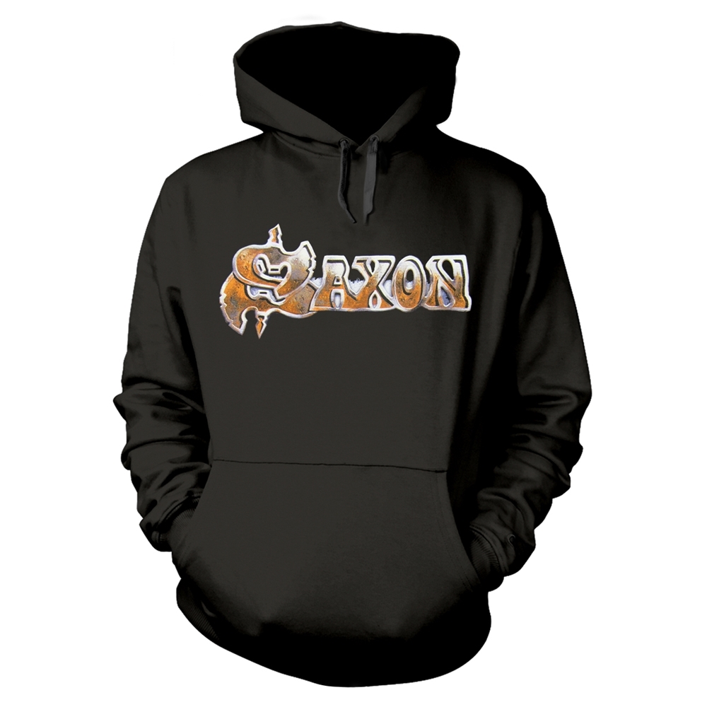 SAXON CRUSADER Hooded Sweatshirt Medium BLACK