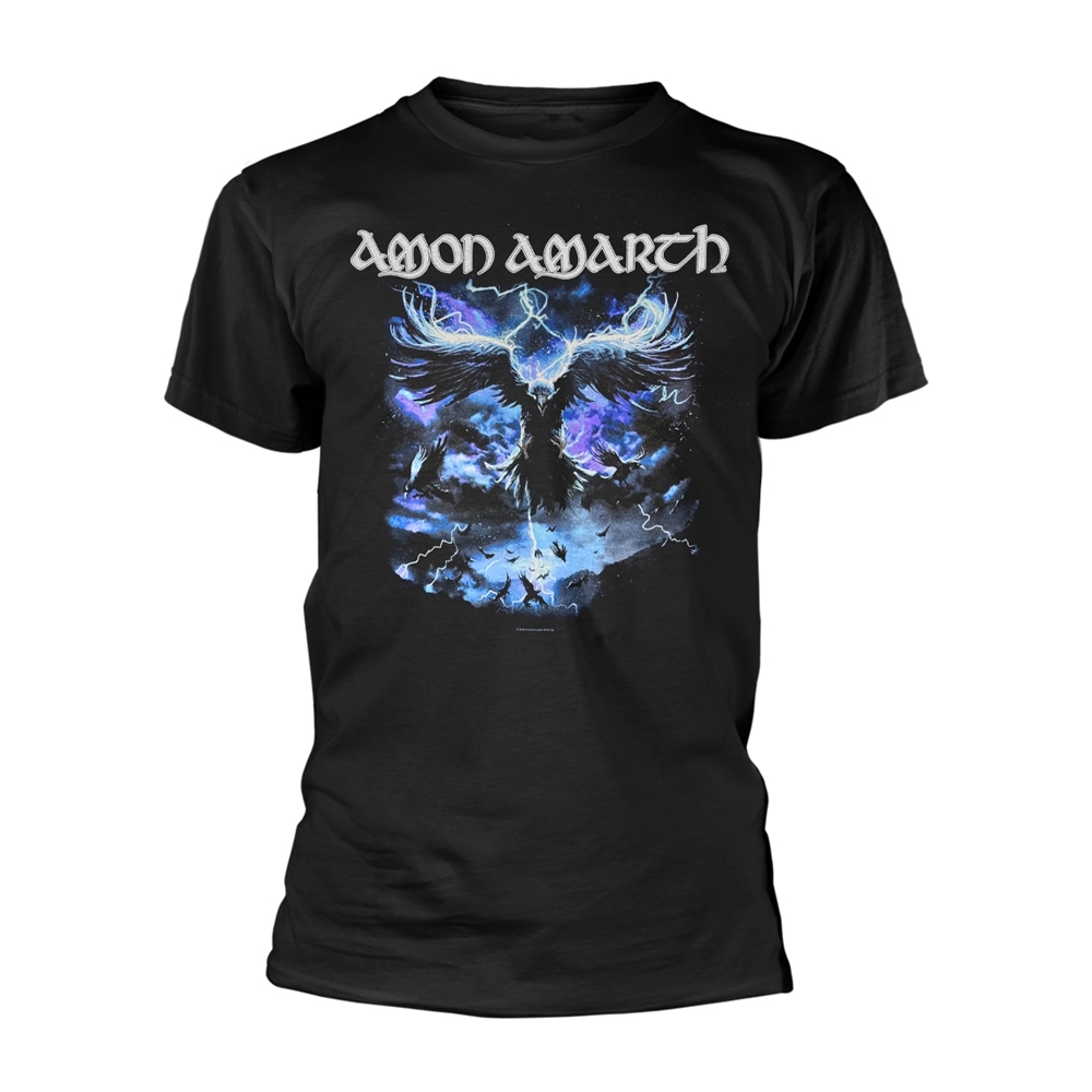 AMON AMARTH RAVEN'S FLIGHT (BLACK) T-Shirt, Front & Back Print Small BLACK