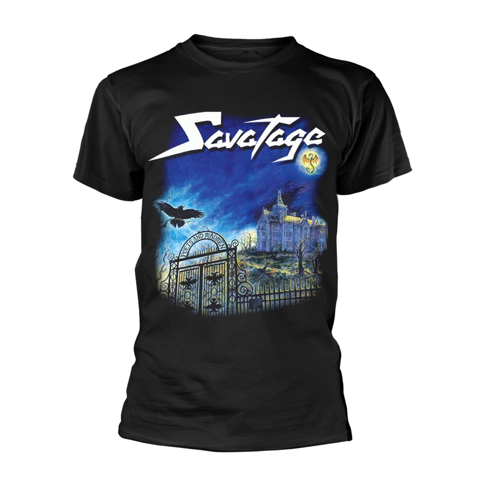 SAVATAGE POETS & MADMEN T-Shirt, Front & Back Print Small BLACK