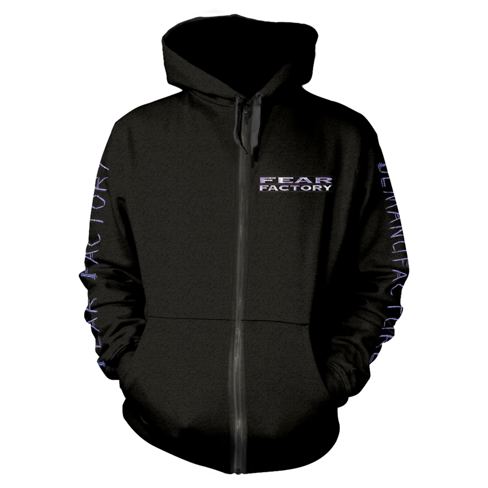 FEAR FACTORY DEMANUFACTURE POCKET Hooded Sweatshirt with Zip Medium BLACK