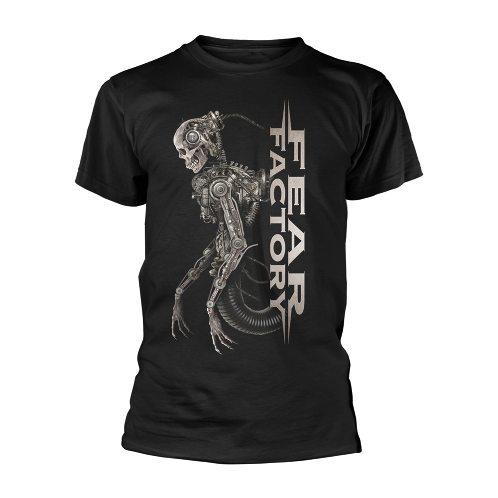 FEAR FACTORY MECHANICAL SKELETON T-Shirt, Front & Back Print Small BLACK