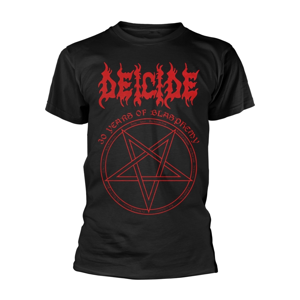 DEICIDE 30 YEARS OF BLASPHEMY T-Shirt, Front & Back Print Medium BLACK