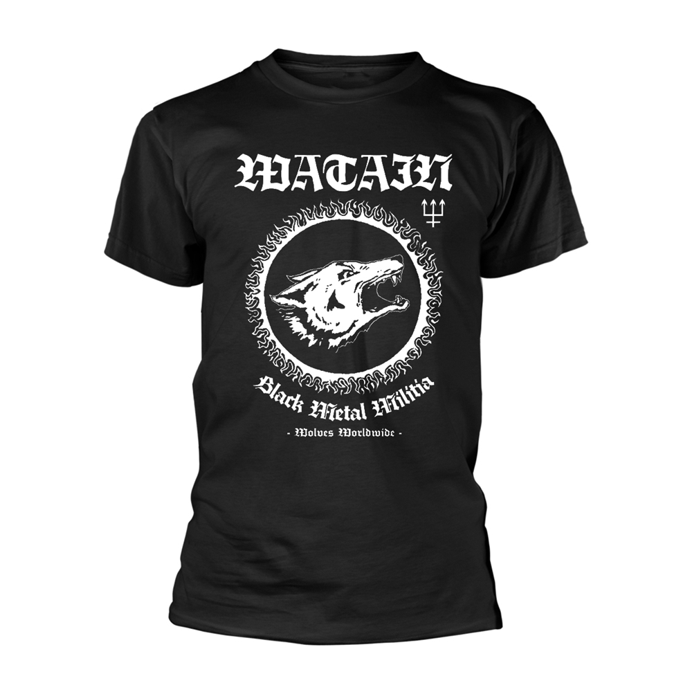 WATAIN BLACK METAL MILITIA T-Shirt, Front & Back Print Medium BLACK