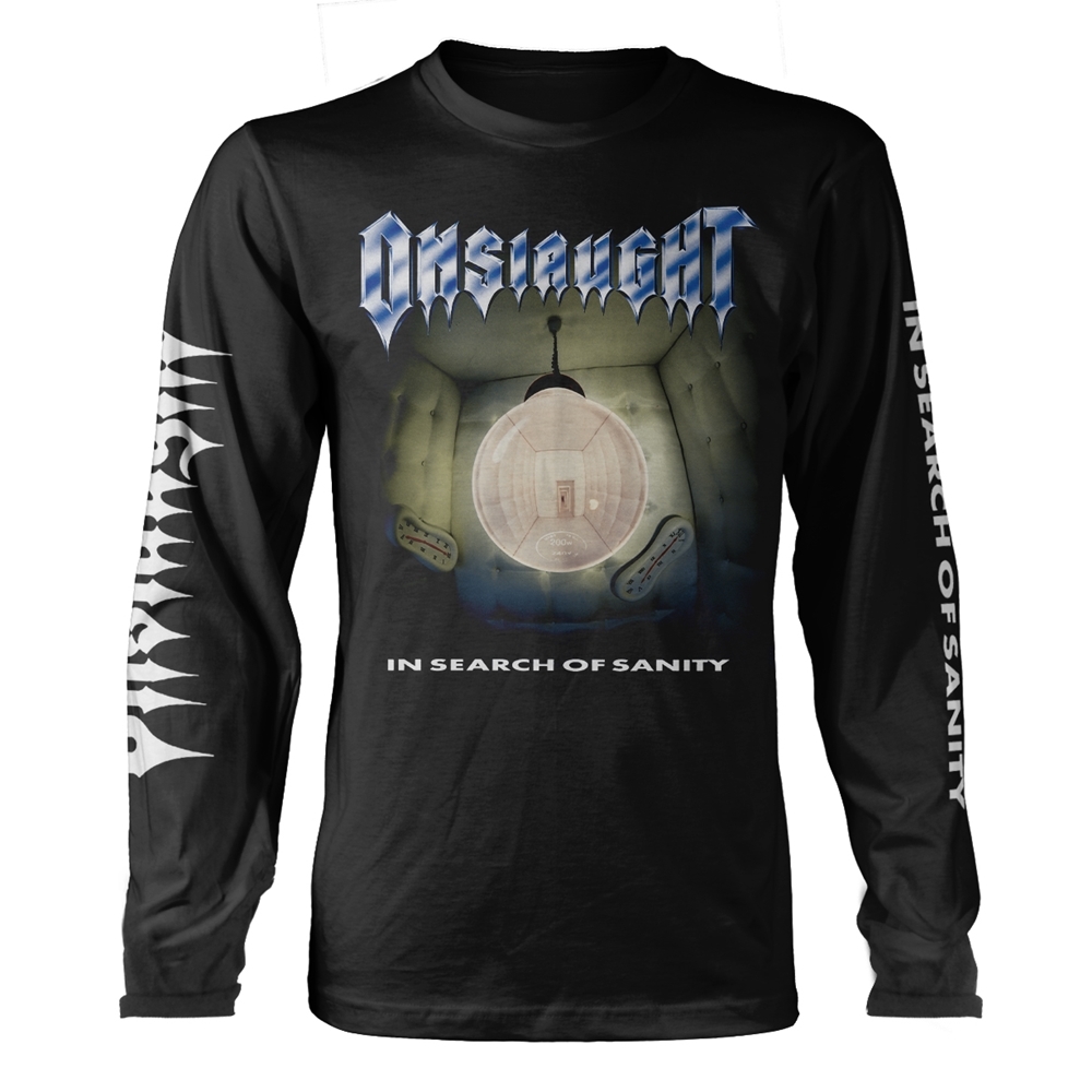 ONSLAUGHT IN SEARCH OF SANITY Long Sleeve Shirt Large BLACK
