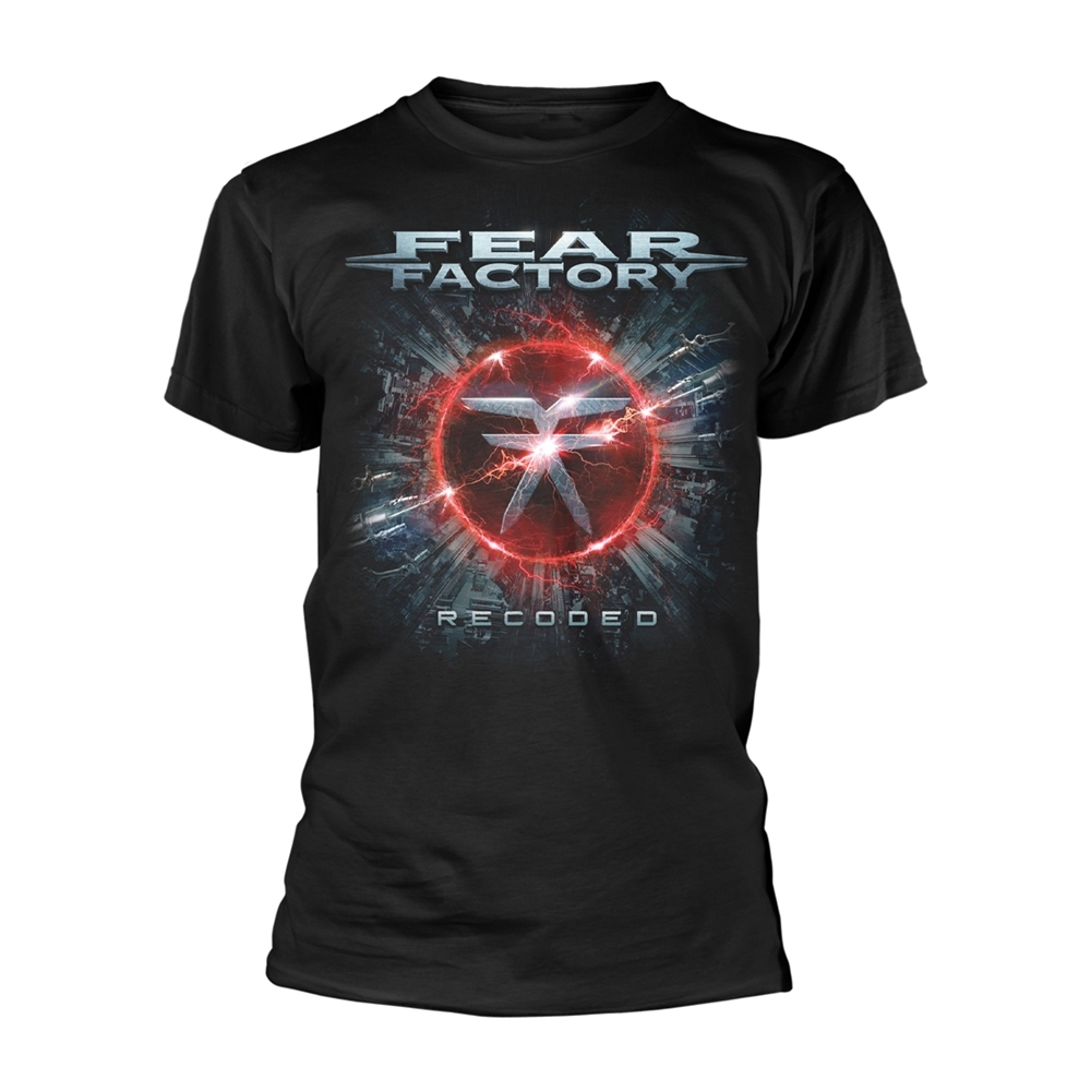 FEAR FACTORY RECODED T-Shirt, Front & Back Print Large BLACK