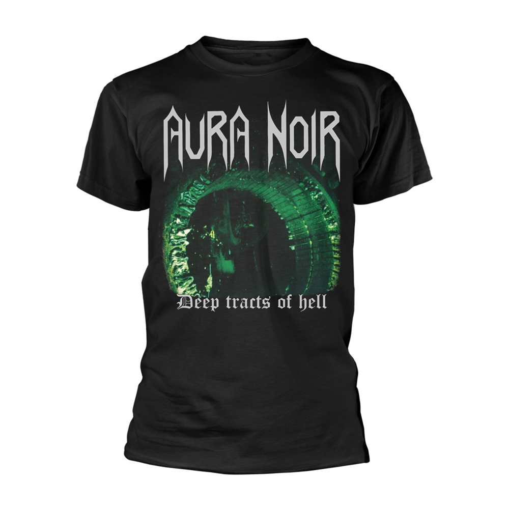 AURA NOIR DEEP TRACTS OF HELL T-Shirt, Front & Back Print XXX-Large BLACK