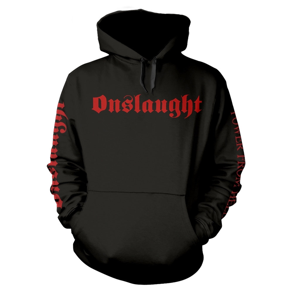 ONSLAUGHT POWER FROM HELL Hooded Sweatshirt Large BLACK