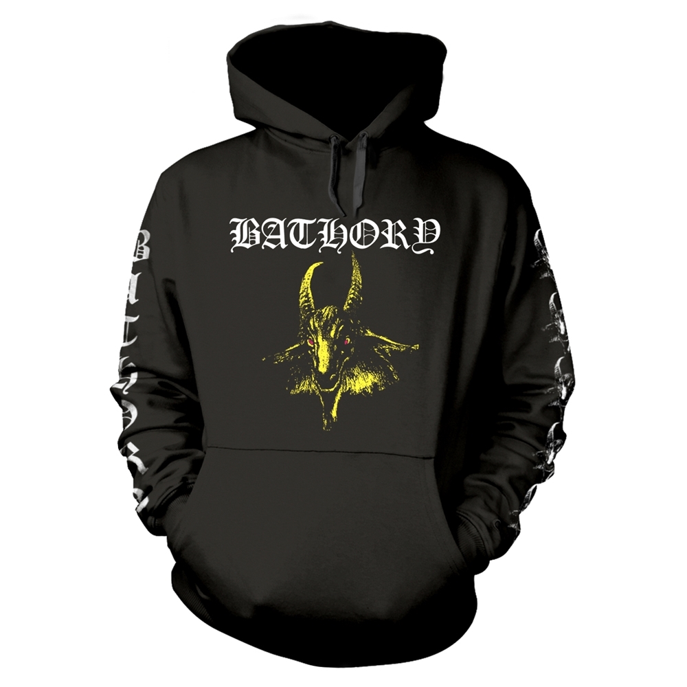 BATHORY GOAT (YELLOW) Hooded Sweatshirt Medium BLACK