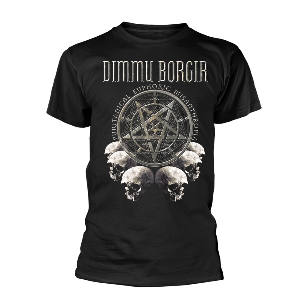 DIMMU BORGIR PURITANICAL EUPHORIC MISANTHROPIA (SKULLS) T-Shirt, Front & Back Pr