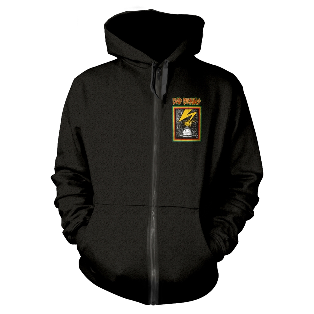 BAD BRAINS BB (BLACK) Hooded Sweatshirt with Zip Small BLACK