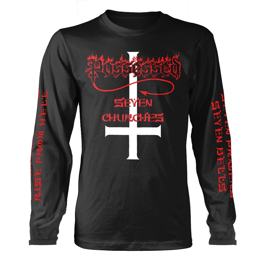 POSSESSED SEVEN CHURCHES Long Sleeve Shirt XXX-Large BLACK