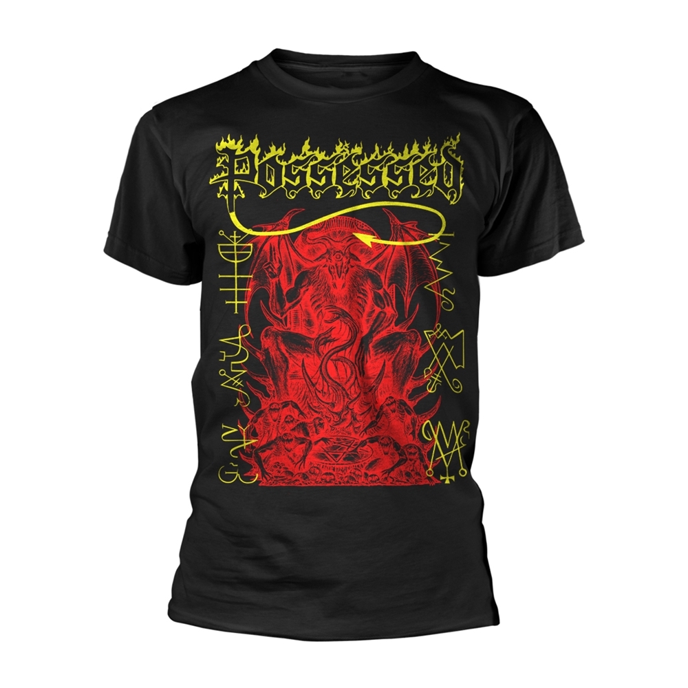 POSSESSED BAPHOMET T-Shirt, Front & Back Print Large BLACK