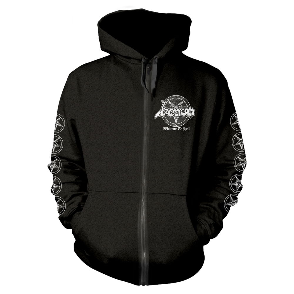 VENOM WELCOME TO HELL (WHITE) Hooded Sweatshirt with Zip Medium BLACK