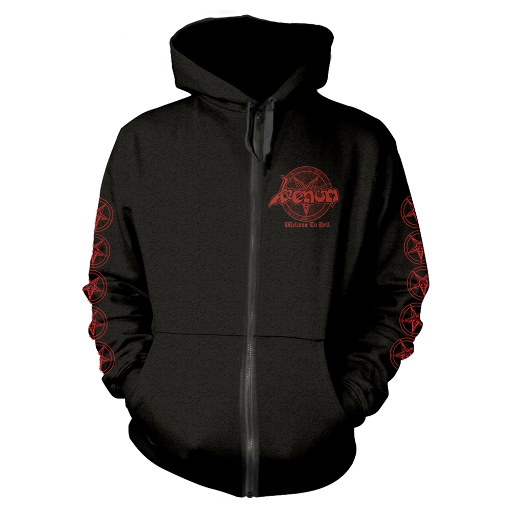 VENOM WELCOME TO HELL (RED) Hooded Sweatshirt with Zip Medium BLACK