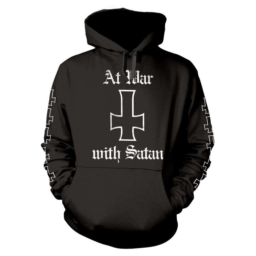 VENOM AT WAR WITH SATAN (WHITE) Hooded Sweatshirt Medium BLACK