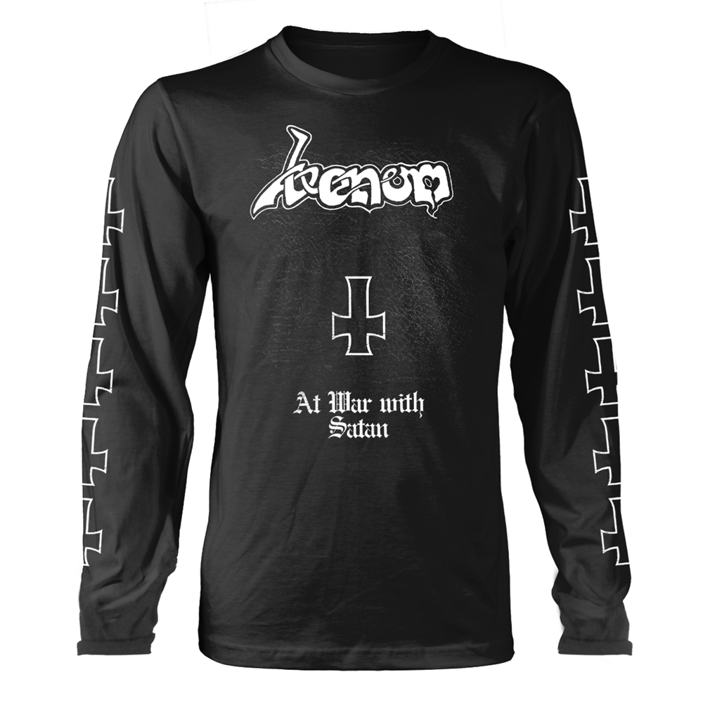 VENOM AT WAR WITH SATAN (WHITE) Long Sleeve Shirt XXX-Large BLACK