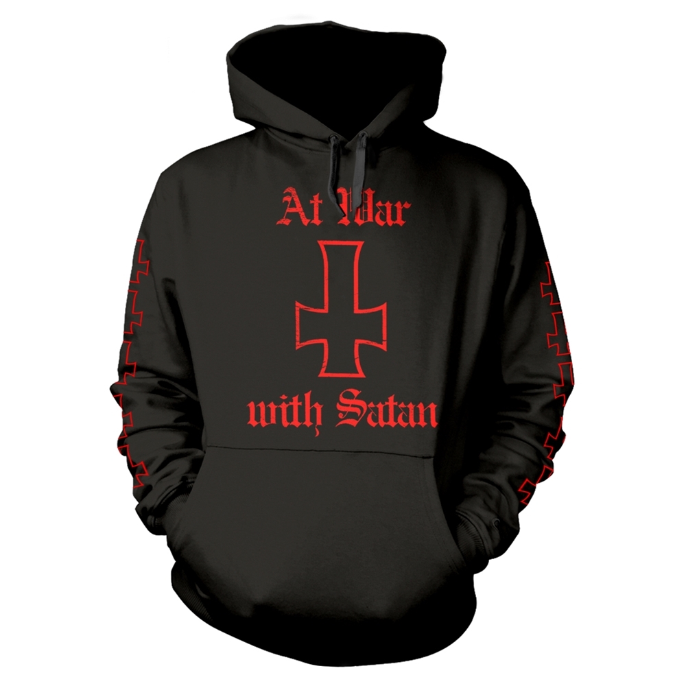 VENOM AT WAR WITH SATAN (RED) Hooded Sweatshirt Medium BLACK