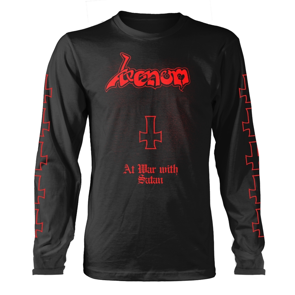 VENOM AT WAR WITH SATAN (RED) Long Sleeve Shirt XXX-Large BLACK
