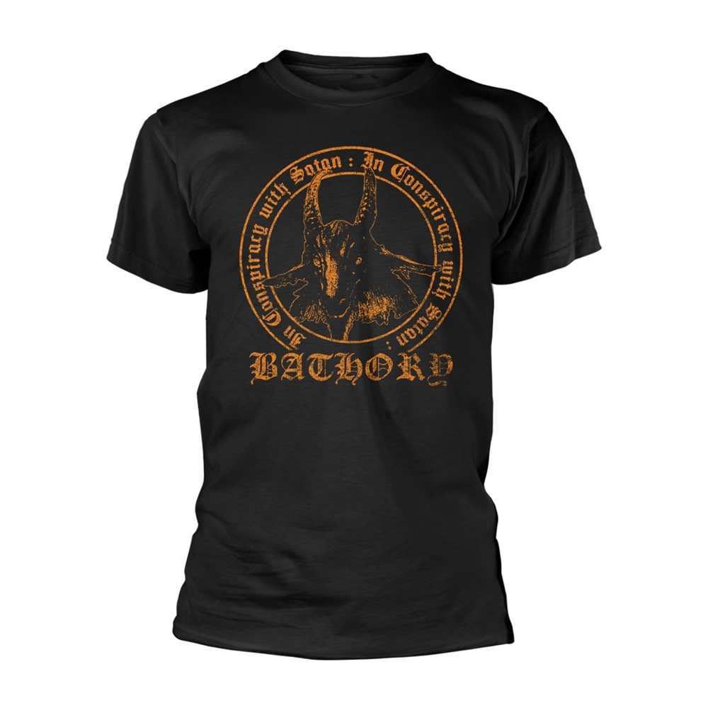 BATHORY IN CONSPIRACY WITH SATAN T-Shirt, Front & Back Print XX-Large BLACK