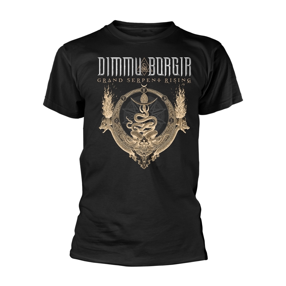 DIMMU BORGIR GRAND SERPENT RISING (BLACK) T-Shirt, Front & Back Print Large BLAC