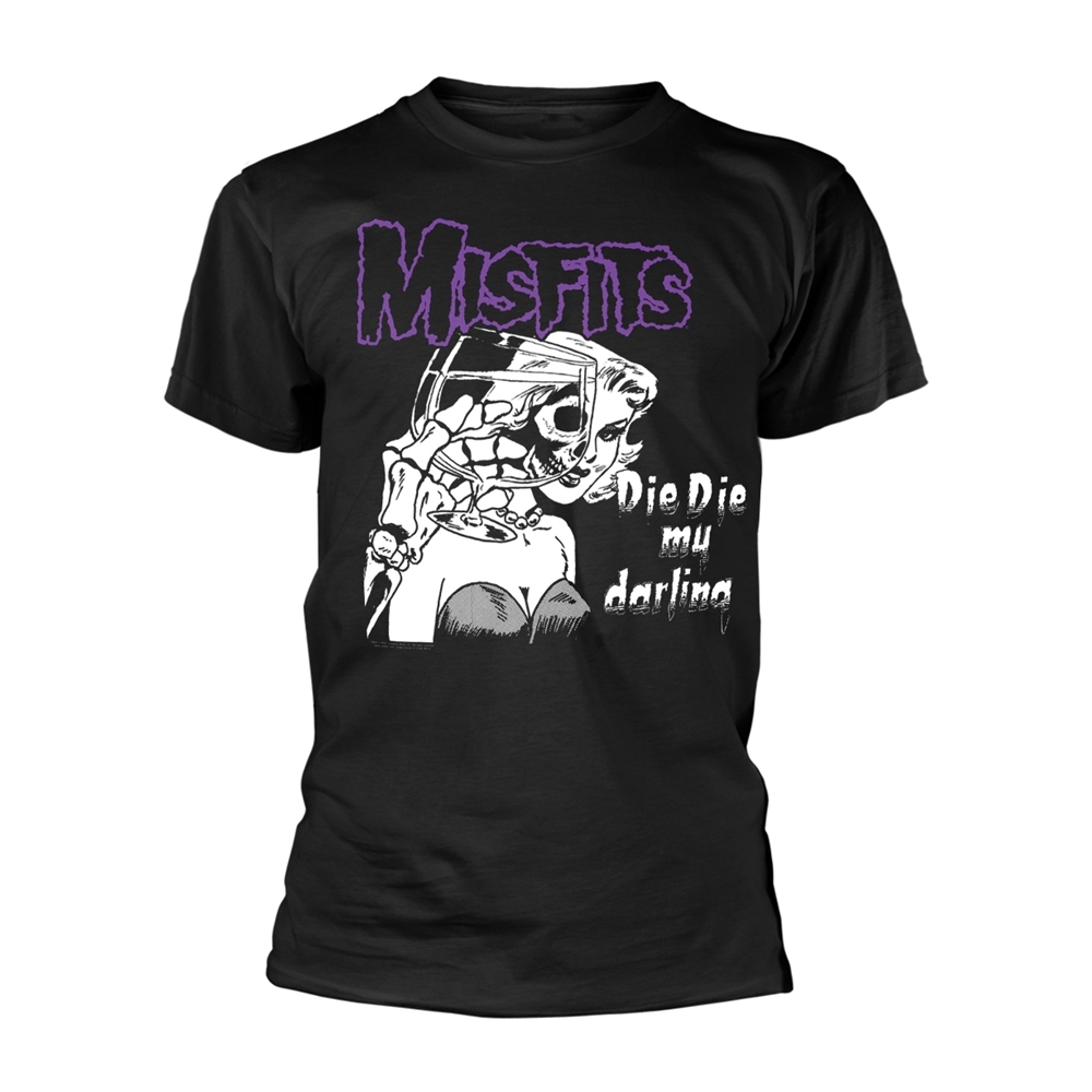 MISFITS DIE DIE MY DARLING T-Shirt, Front & Back Print Small BLACK
