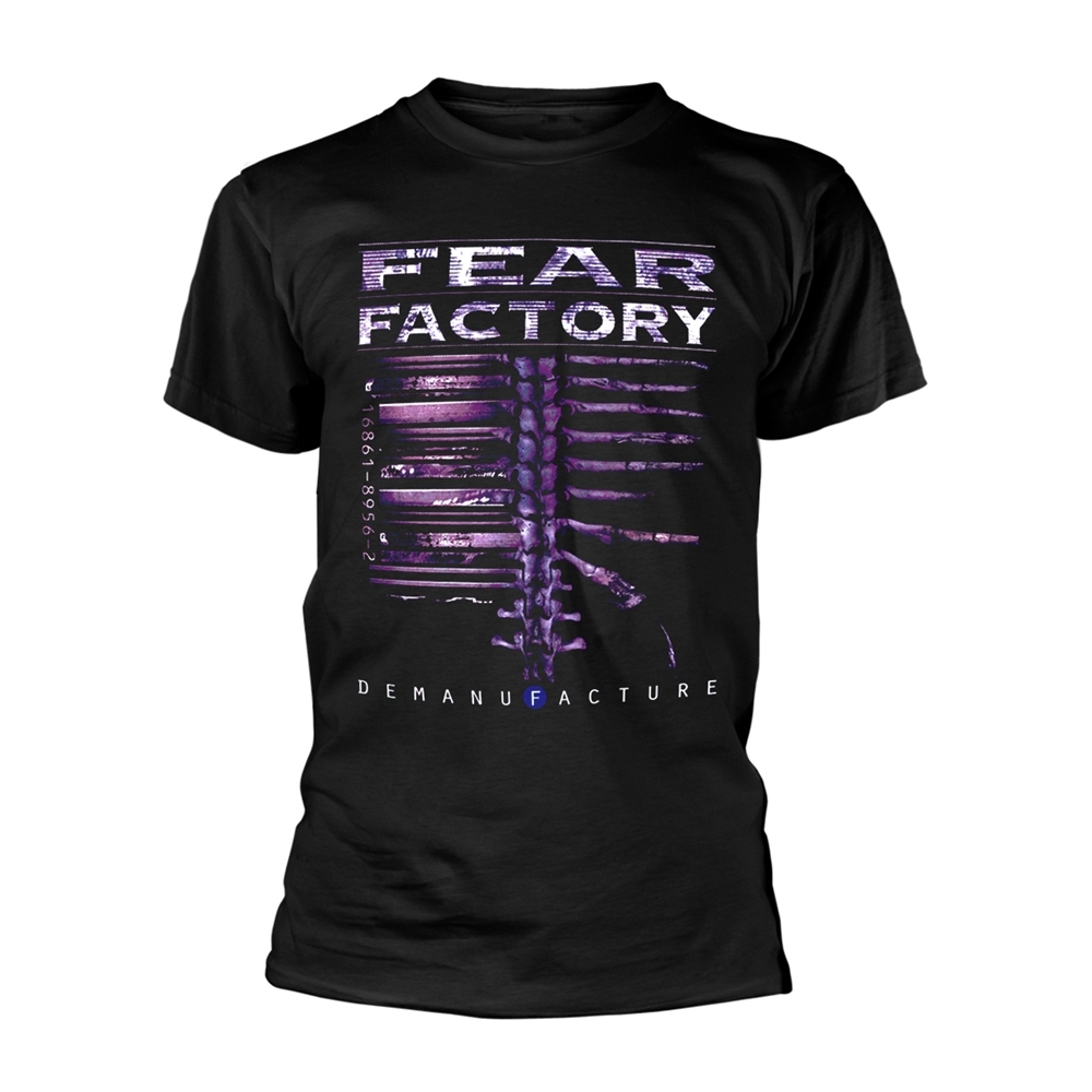 FEAR FACTORY DEMANUFACTURE T-Shirt, Front & Back Print Medium BLACK